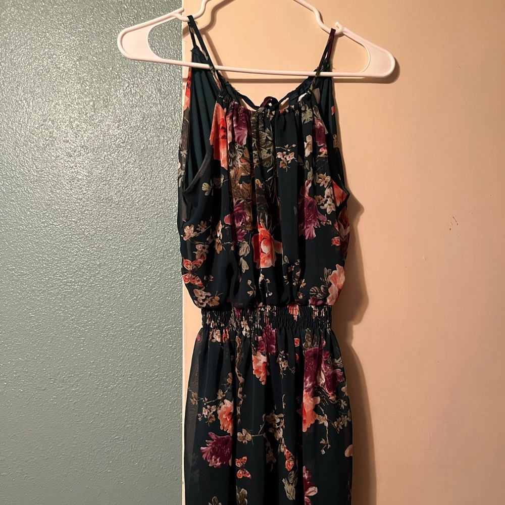 Dark green floral dress